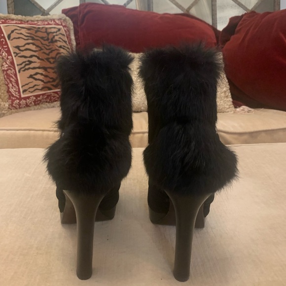 COACH black suede and fur booties with platform heel- Size 8 - Picture 7 of 10